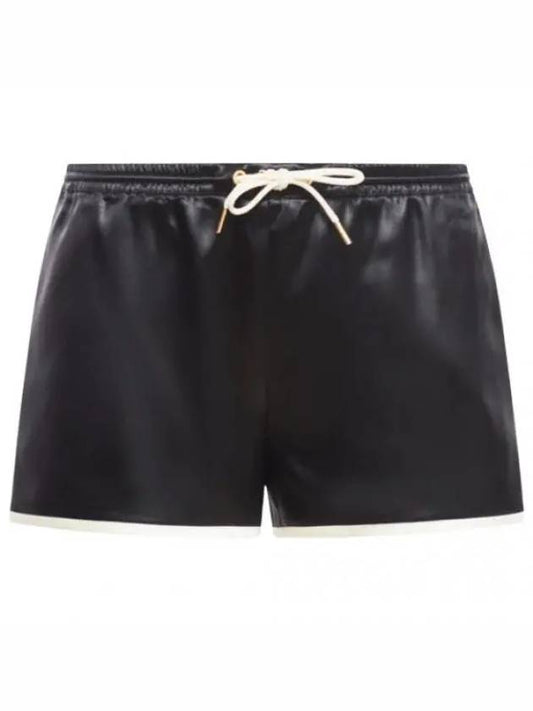 CELINE Mini Triomphe Satin Shorts Black