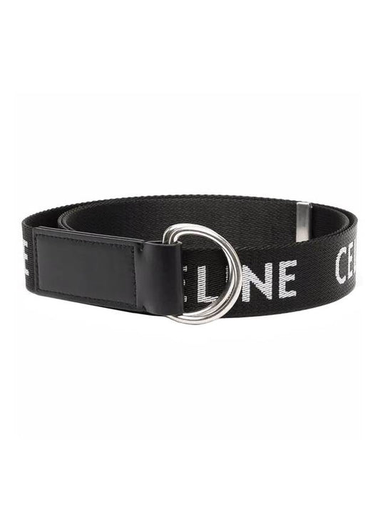 CELINE Medium Double Ring Jacquard Leather Belt Black