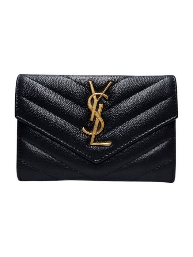 Saint Laurent 414404 Monogram Envelope Gold Logo Card Business Wallet