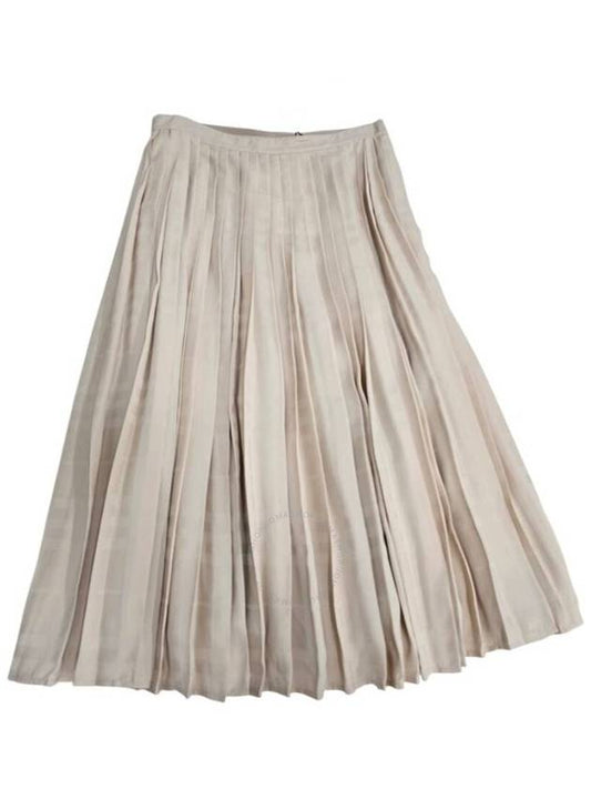 Burberry Burberry Soft Taupe Marine Check Pleated Skirt Brand Size 12 US Size 10