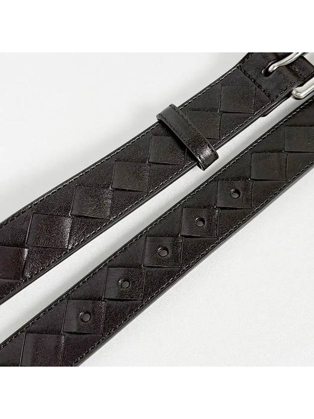Bottega Veneta Intrecciato Double Buckle Leather Belt Dark Brown
