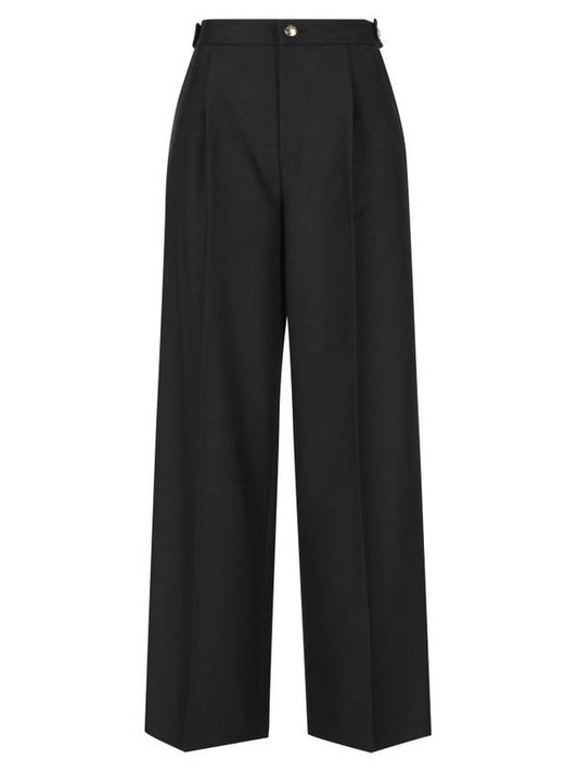 CELINE Taillat Flare Leg Mohair Wool High Waist Pants Black