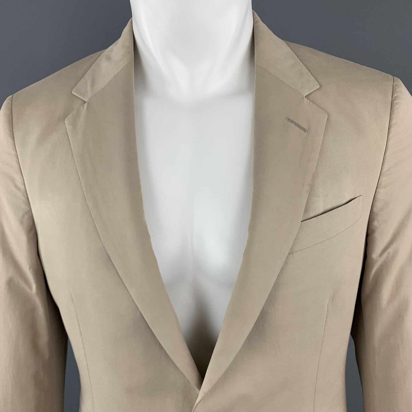 PRADA Size 38 Khaki Beige Cotton Blend Notch Lapel Sport Coat