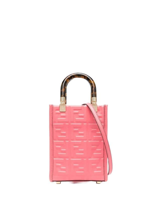 Fendi Sunshine FF Motif Small Leather Tote Bag Pink