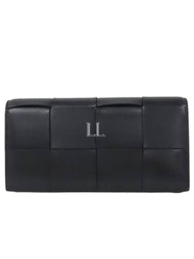 Bottega Veneta Intrecciato Large Flap Long Wallet Black