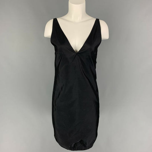 PRADA Size 4 Black Silk Sleeveless Cocktail Dress