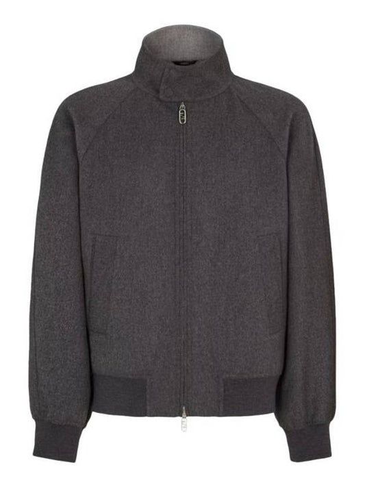Fendi High Neck Cashmere Bomber Jacket Grey