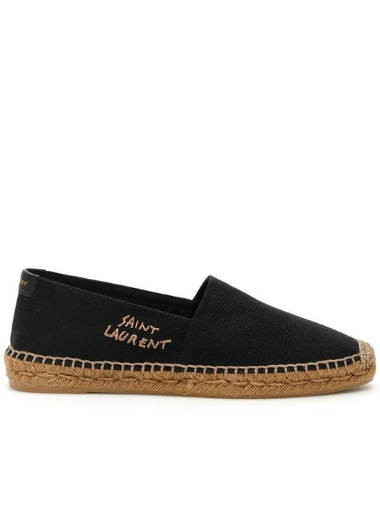 Saint Laurent Logo Monogram Espadrilles Black