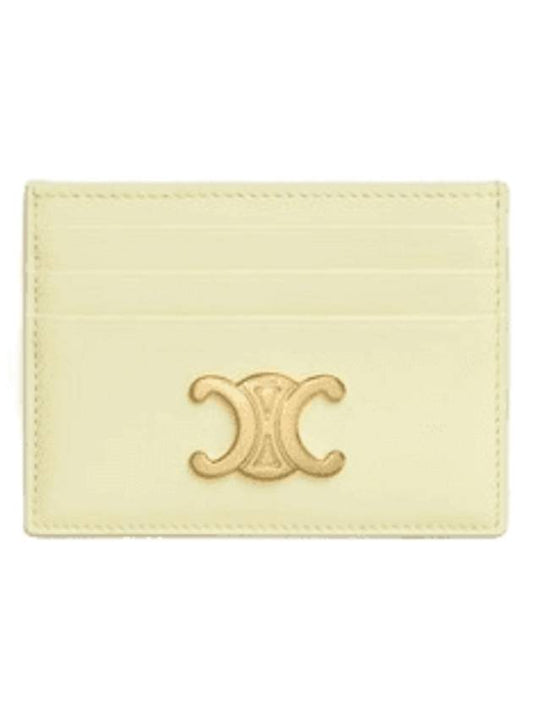 CELINE Triomphe Shiny Calfskin Card Wallet Light Yellow