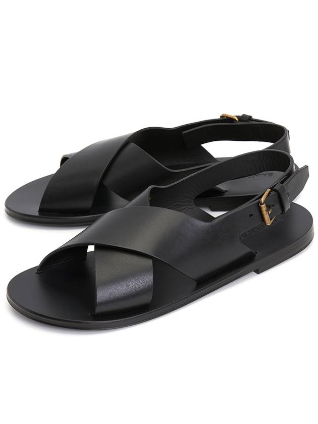 Saint Laurent Mojave Cross Strap Sandals Black