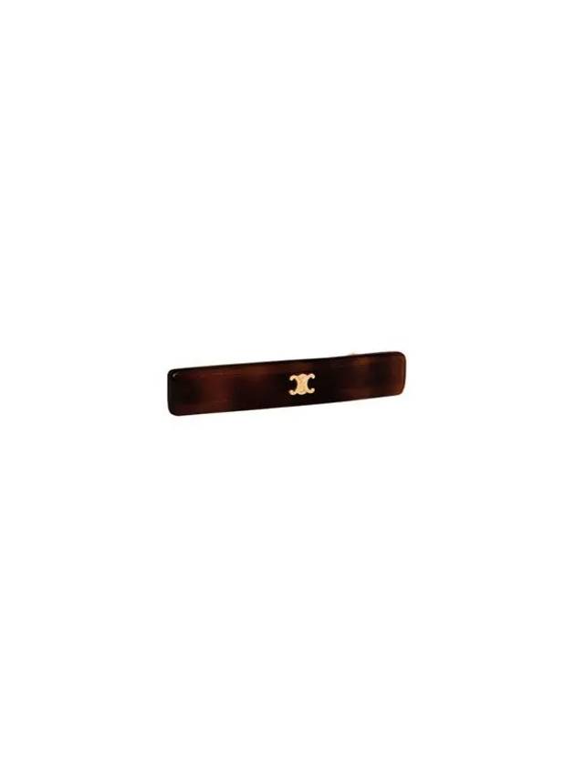CELINE Triomphe Hair Clip Dark Havana