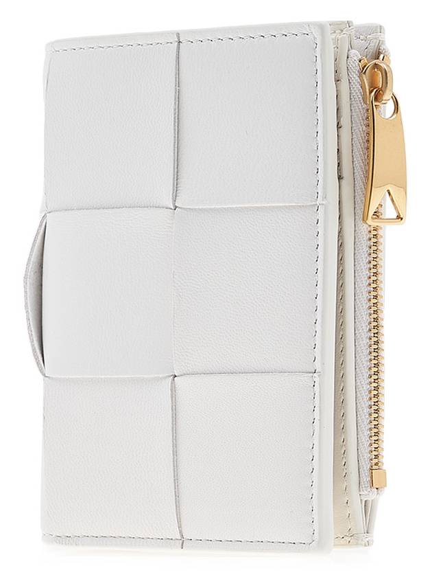 Bottega Veneta Cassette Zipper Bifold Half Wallet White