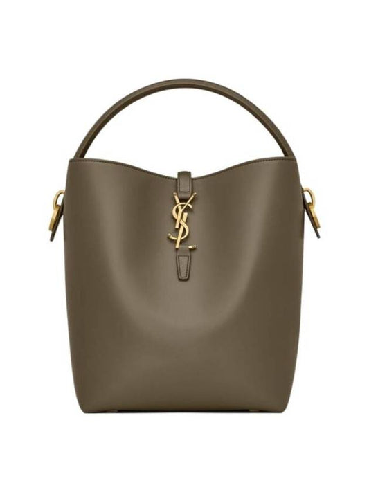 Saint Laurent Le 37 Leather Bucket Bag Deep Musk