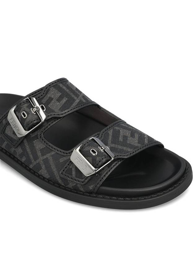 Fendi Men's Peel Jacquard Fabric Sandals Black