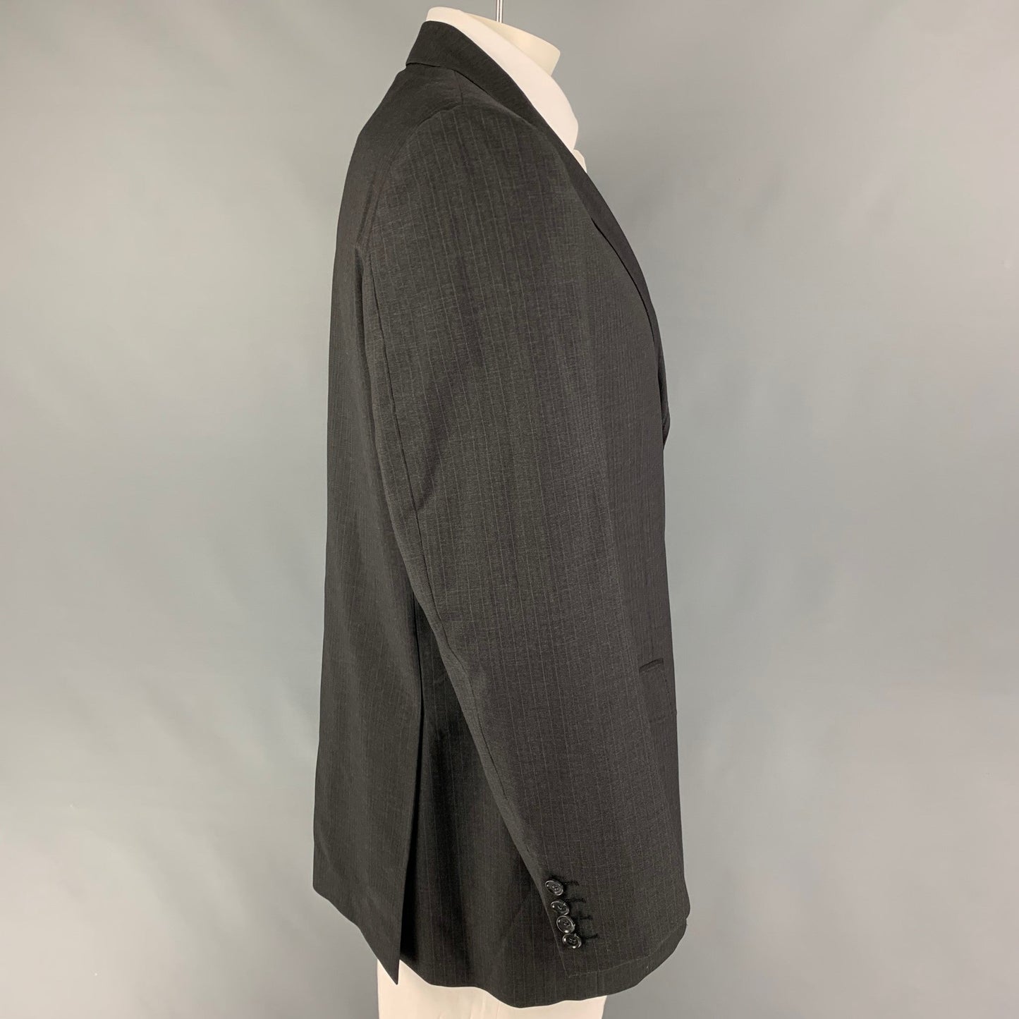 DOLCE & GABBANA Size 46 Charcoal Pinstripe Virgin Wool Sport Coat