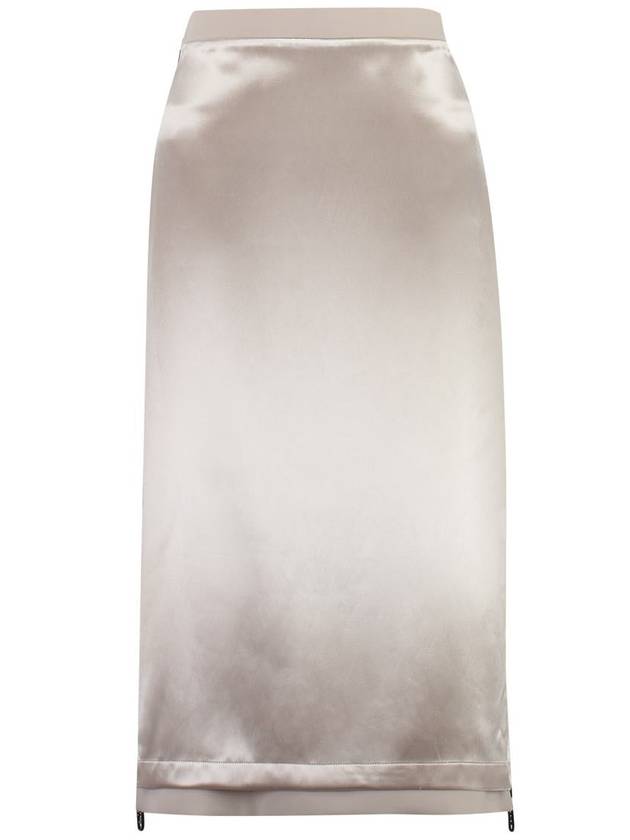 Fendi Women's Backlogo Label Satin Pencil Skirt Pink