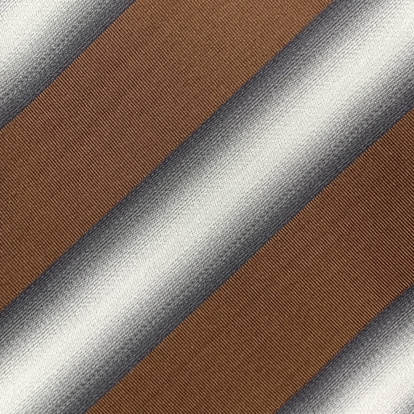 PRADA Brown & Silver Striped Silk Tie
