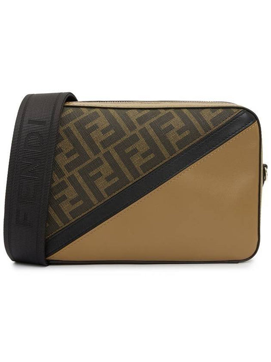 Fendi FF Motif Leather Cross Bag Brown