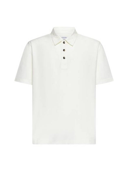 Bottega Veneta Cotton Short Sleeve Polo Shirt Dove