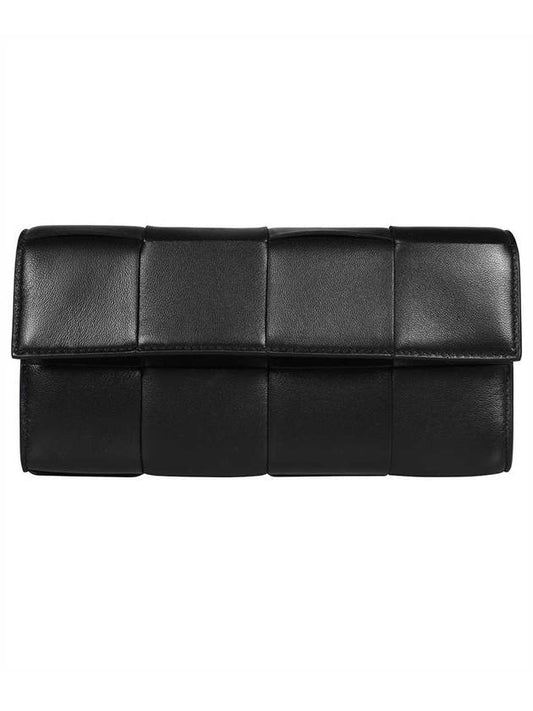 Bottega Veneta Cassette Chain Long Wallet Black