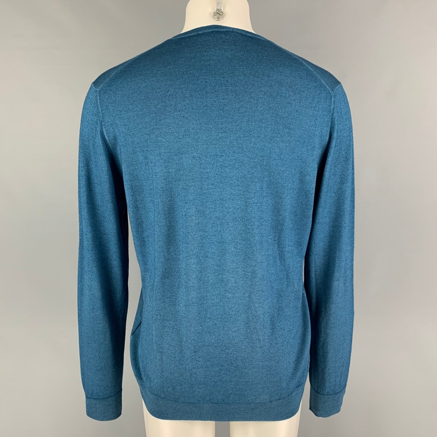 PRADA Size XL Blue Wool Silk Crew-Neck Pullover