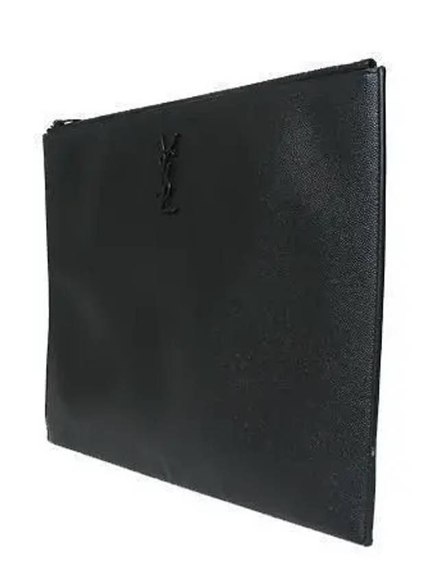 Saint Laurent 534680 YSL black logo caviar clutch bag