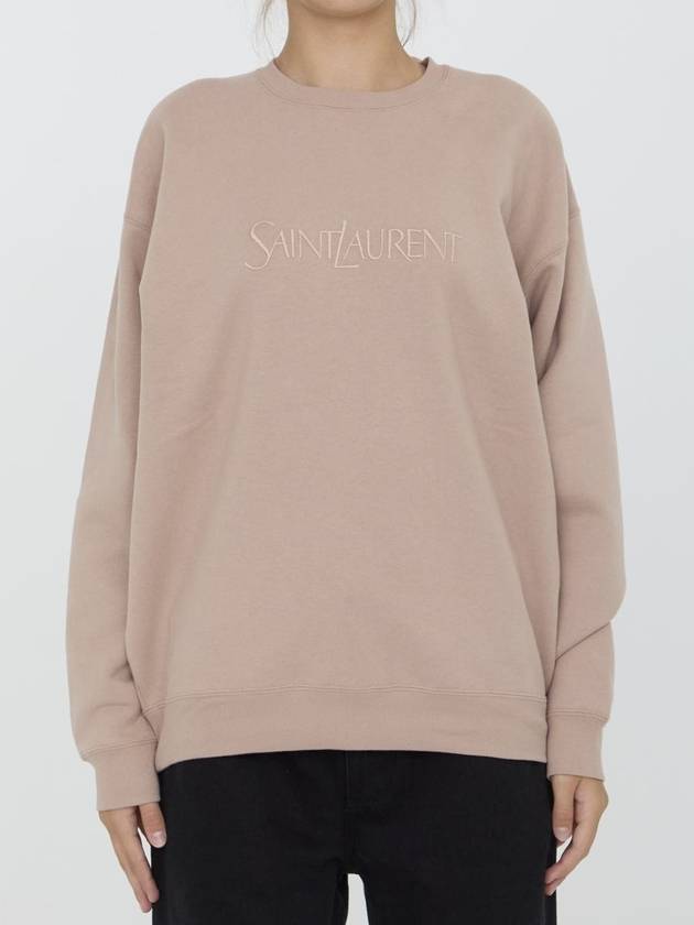 Saint Laurent hooded sweatshirt 802001 Y36SW 9950 NUDE ROSE
