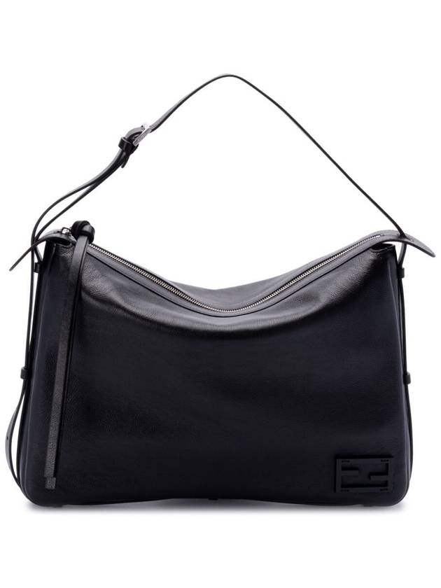Fendi Simply Large Leather Shoulder Bag Black