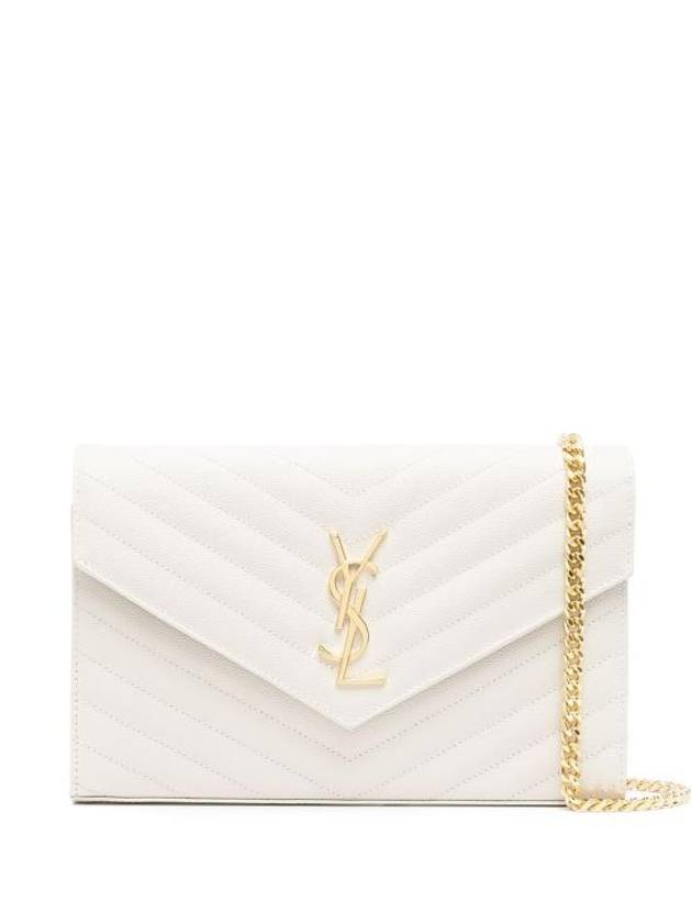 Saint Laurent Monogram Matelasse Chain Shoulder Bag White