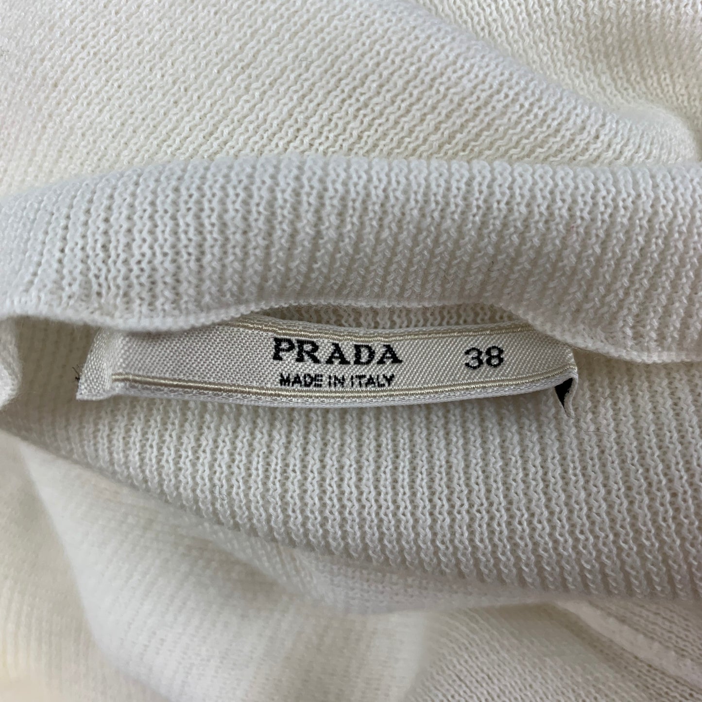 PRADA Size 2 Cream Knitted V-Neck Pullover