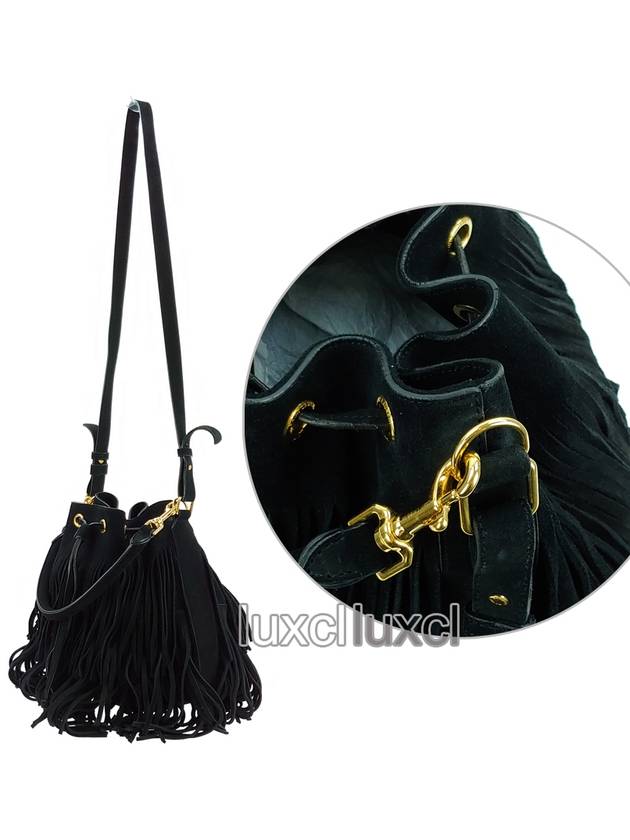 Saint Laurent YSL Emmanuel fringe bucket shoulder bag