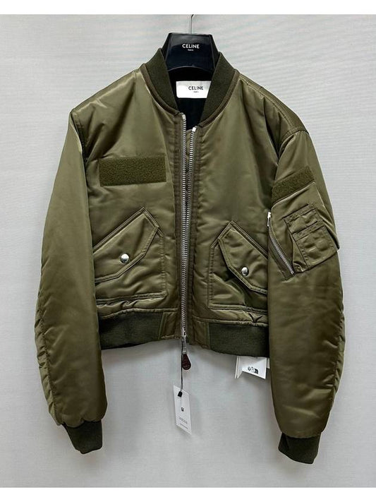 CELINE Nylon Crop Bomber Jacket 38