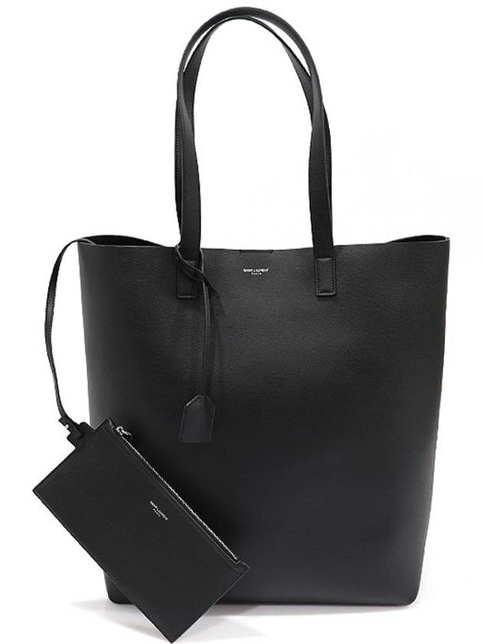 Saint Laurent 676657 Black Grained Calfskin Bold Shopper Shoulder Bag
