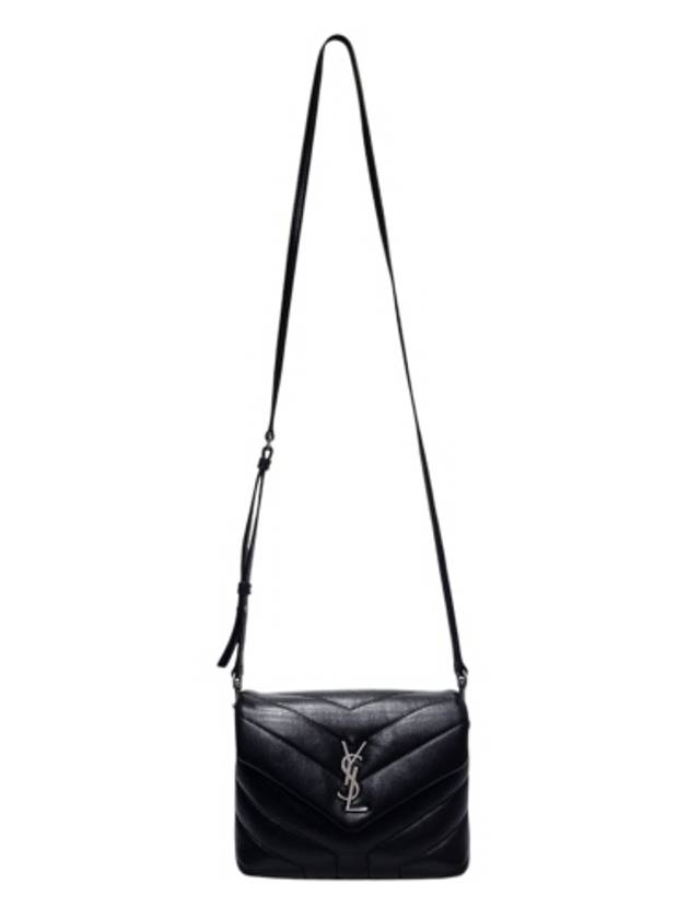 Saint Laurent 467072 Black leather silver Lulu Toy cross bag