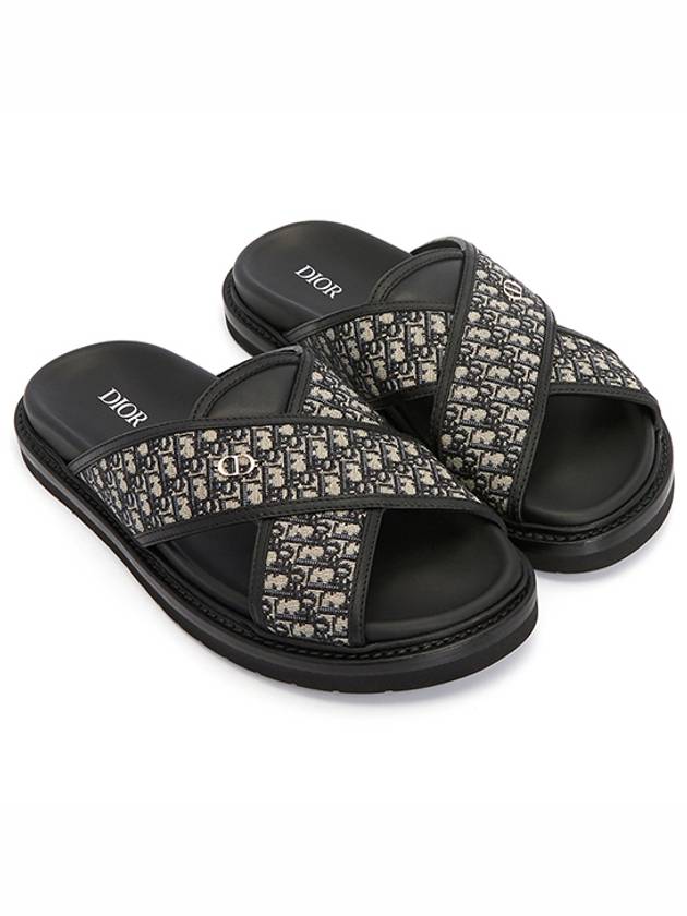 Aqua Oblique Jacquard Sandals Black Dior