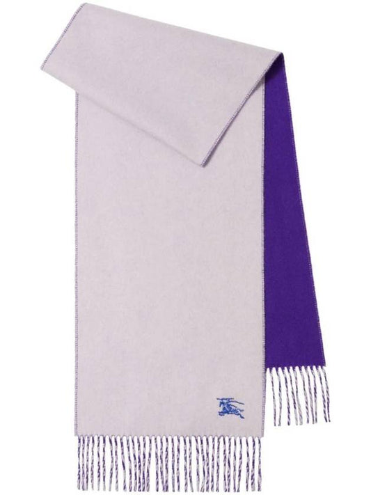 Burberry Embroidered Logo Reversible Cashmere Scarf Purple