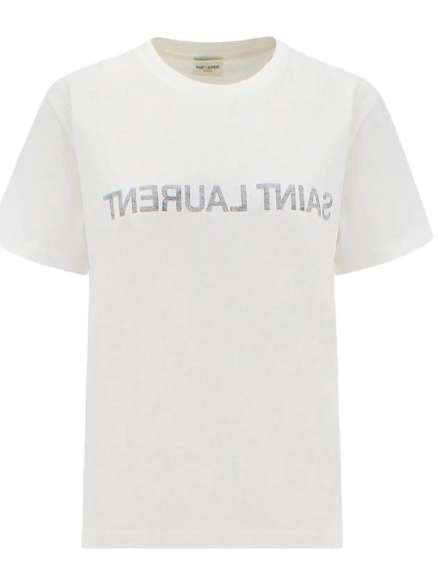 Saint Laurent Reverse Short Sleeve T-Shirt Nature Et Noir