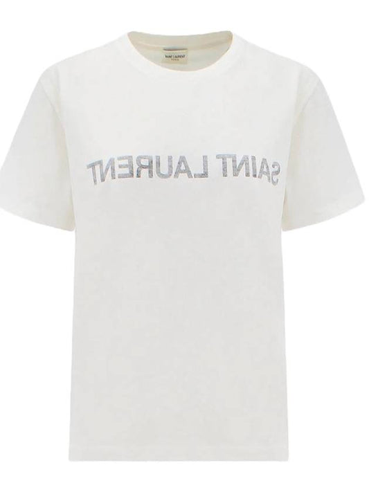 Saint Laurent Reverse Short Sleeve T-Shirt Nature Et Noir