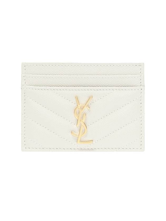 Saint Laurent Gold Hardware Matelasse Caviar Leather Card Wallet Blanc Vintage