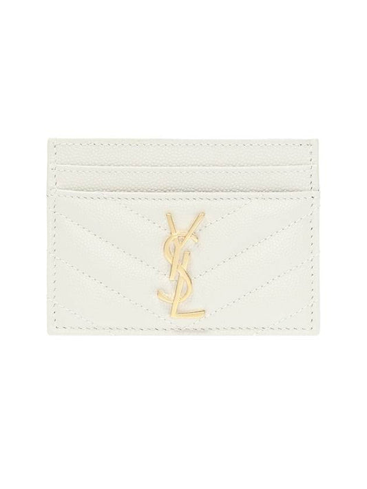 Saint Laurent Gold Hardware Matelasse Caviar Leather Card Wallet Blanc Vintage
