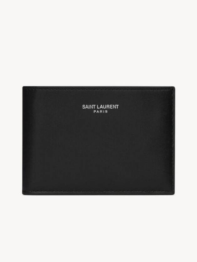 Saint Laurent Paris Compact Smooth Leather Card Wallet Black