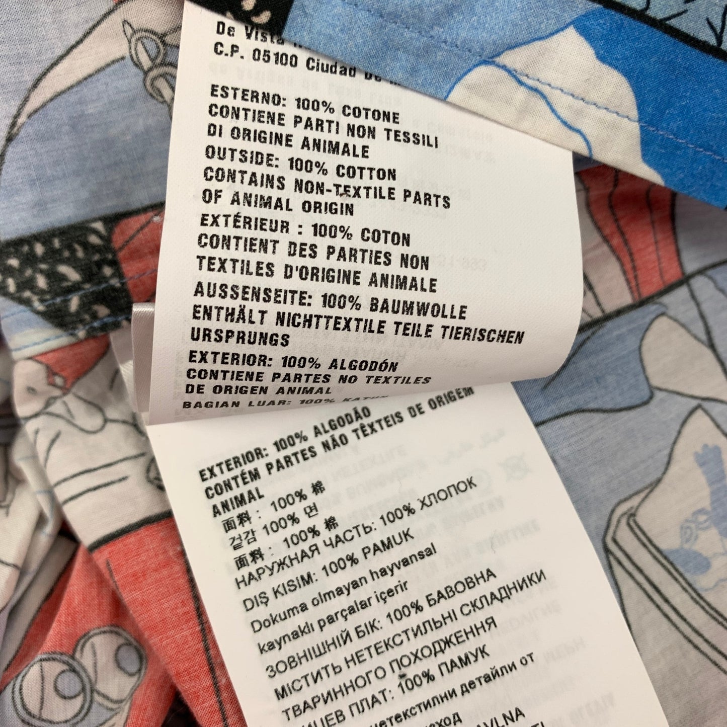 PRADA SS 18 Comic Collection Size S Red Blue Graphic Cotton Short Sleeve Shirt