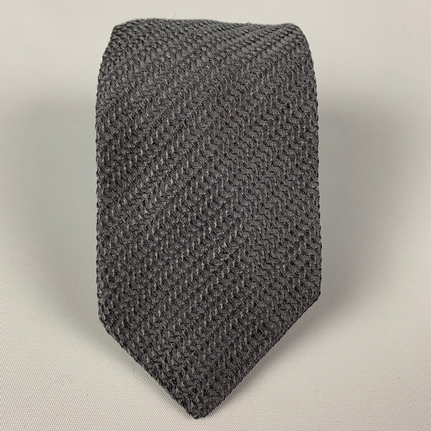 PRADA Black Textured Silk Tie