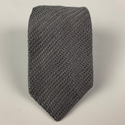 PRADA Black Textured Silk Tie