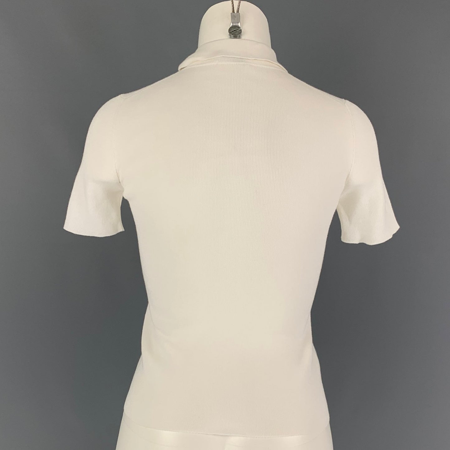 PRADA Size 4 White Cotton Short Sleeve Polo Shirt