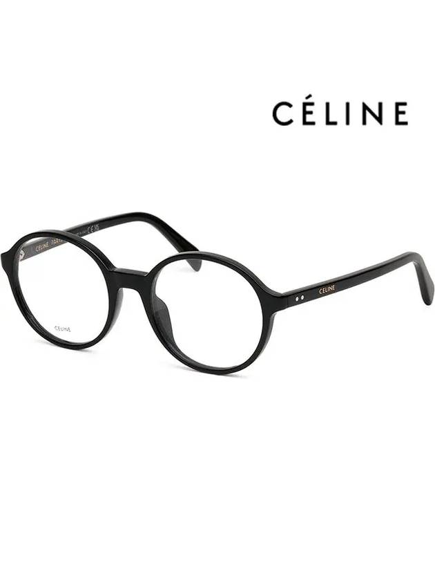 CELINE Eyewear Logo Round Eyeglasses Shiny Black
