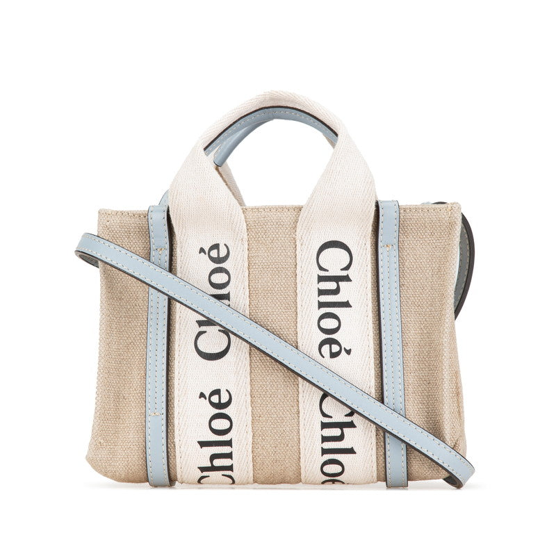 Chloe Woody Mini Canvas Leather Handbag