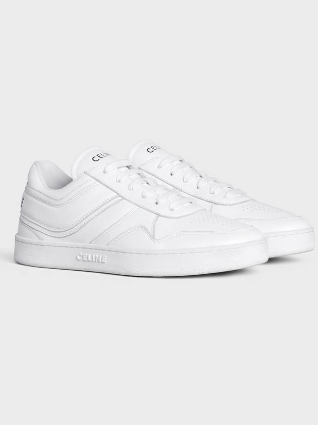 CELINE Trainer Calfskin Lace Up Low Top Sneakers White