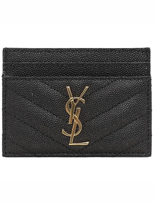Saint Laurent Gold Hardware Matelasse Caviar Leather Card Wallet Black