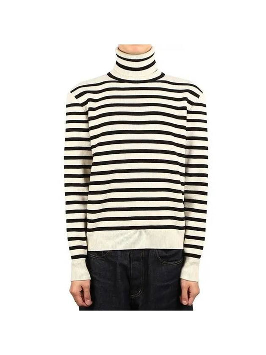 CELINE Heritage Cashmere Stripe Turtleneck White